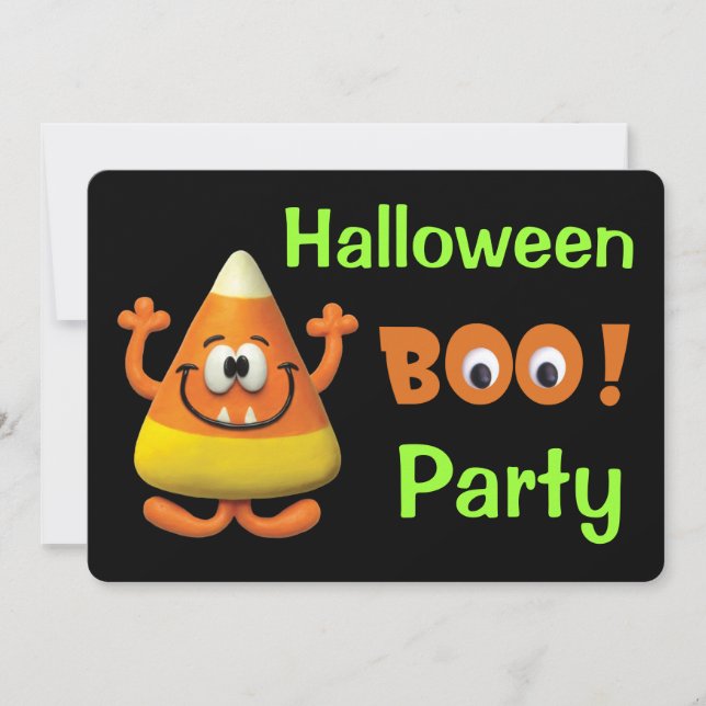 Süßigkeits-Mais-Halloweenboo-Party Einladung (Vorderseite)