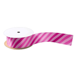 Süßigkeits-Rosa Striped Satinband