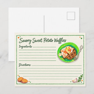 Süßkartoffel-Waffel-Rezeptkarte mit salzigem Gesch Postkarte