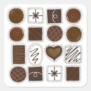 Süßkartoffeln Chocolates Alkoholische Valentine Quadratischer Aufkleber