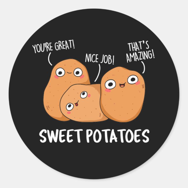 Süßkartoffeln Funny Food Puppe Dark BG Runder Aufkleber (Vorderseite)