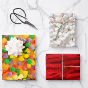 Süßkartoffeln, Marshmallow Gumdrop Wrapping Pape Geschenkpapier Set