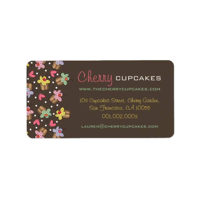 Süßkirsche Cupcakes Süßwarengebäck Niedlich Adressaufkleber (Vorne)