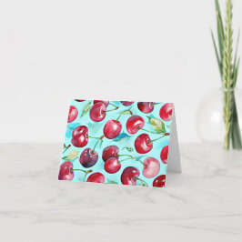 Süßkirschen bunt Aquarellkirsche Kunst Dankeskarte