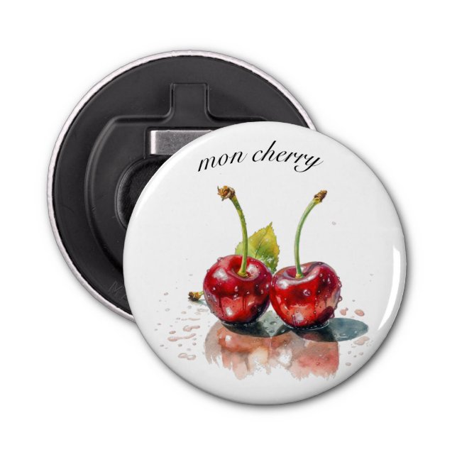 Süßkirschen in Wasserfarbe, nach Maß Flaschenöffner (Vorderseite)