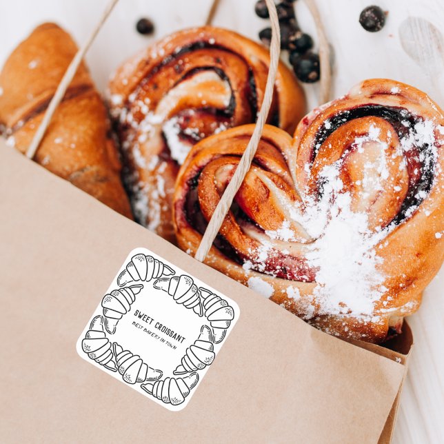 Süßkroissant Bäckereiladen Quadratischer Aufkleber (Von Creator hochgeladen)