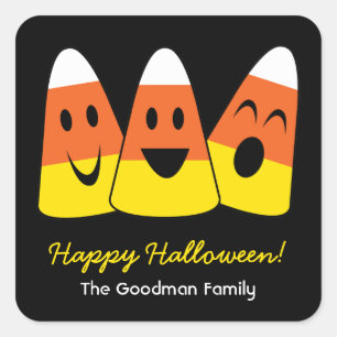 Süßmais Spaß niedliche Halloween-Gefallen Quadratischer Aufkleber