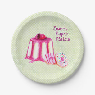 Süßpapier Teller mit Kuchen & Donuts