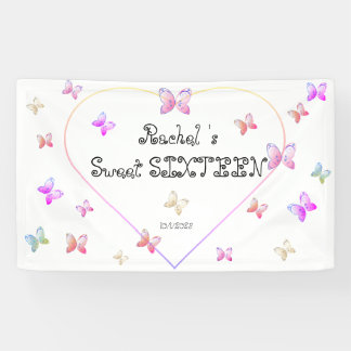 Süßrosa Herzklopfen Süß 16 Geburtstag Banner