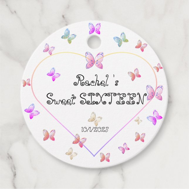 Süßrosa Herzklopfen Süß 16 Geburtstag Geschenkanhänger (Vorderseite)