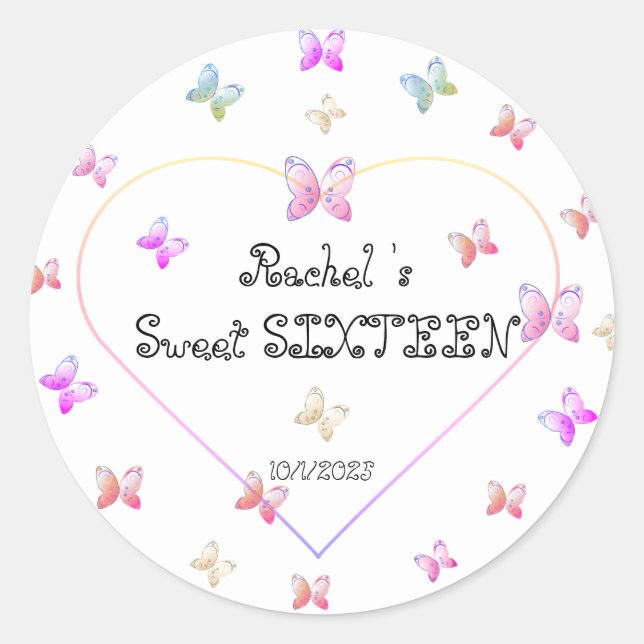 Süßrosa Herzklopfen Süß 16 Geburtstag Runder Aufkleber (Vorderseite)