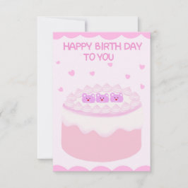 Süßrosa Kuchen zum Geburtstag Karte