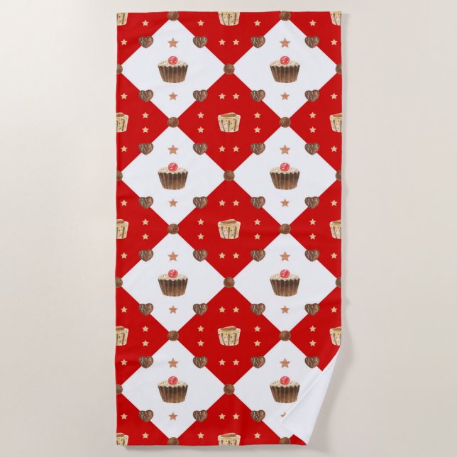 Süßschokolade Leckereien Moderne Weihnachtswasserf Strandtuch (Vorderseite)