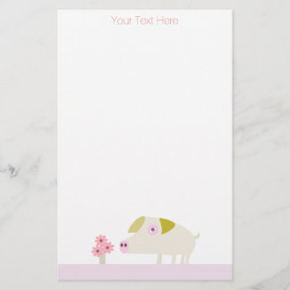 Süßschweine und rosa Blume Briefpapier