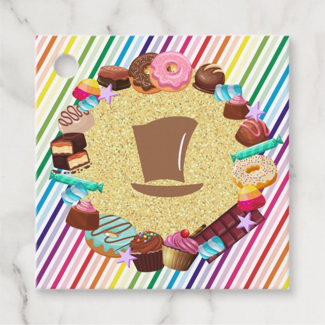 Süßspeise, Schokolade, Essen, Donuts, Regenbogente Geschenkanhänger (Vorderseite)