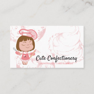 Süßwaren Baker Girl Brown haarig Visitenkarte