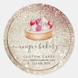 Süßwaren Creme Cheesecake Glitzern Runder Aufkleber