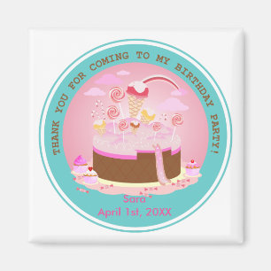 Süßwaren und Schokoladenkuchen zum Geburtstag Magnet