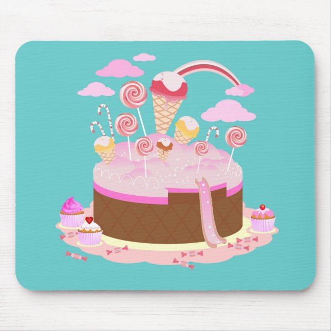 Süßwaren und Schokoladenkuchen zum Geburtstag Mousepad (Vorne)