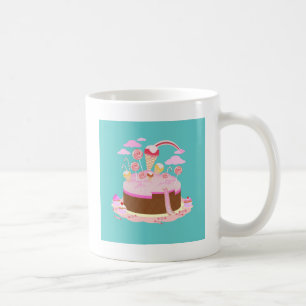 Süßwaren und Schokoladenkuchen zum Geburtstag Tasse