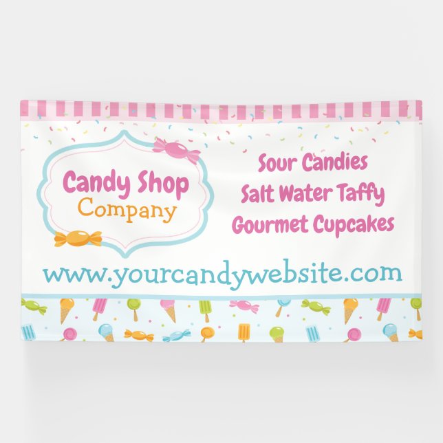 Süßwarenladen und Eiscreme Confetti Banner (Horizontal)