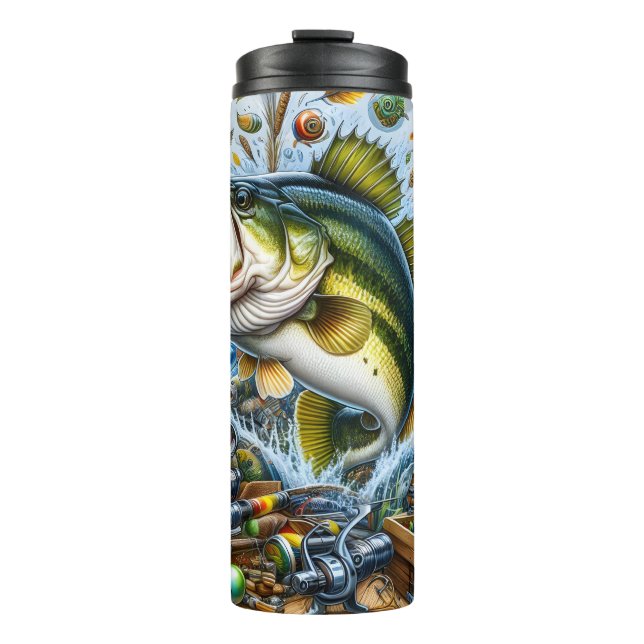 Süßwasser-Forellenbarsch-Angeln  Thermosbecher (Vorderseite)