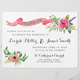 Süßwasserfarbe Blume mit Banner Einladung