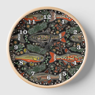 Süßwasserfisch, Stilvolles Design, Forelle, Fische Uhr