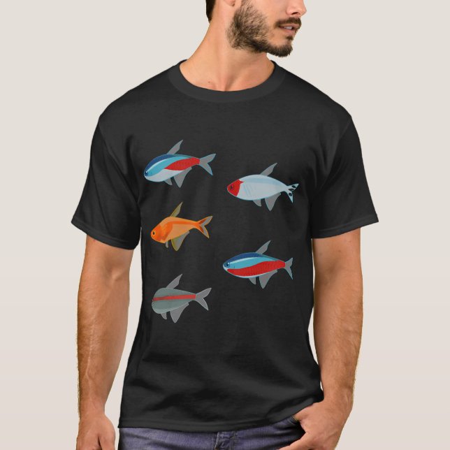 Süßwasserfisch Tetra Muster T-Shirt (Vorderseite)