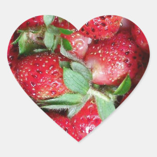 Süßwilde Erdbeeren Herz-Aufkleber