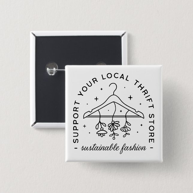 Sustainable Mode Shop lokale Second-Hand-Shopping Button (Vorne & Hinten)