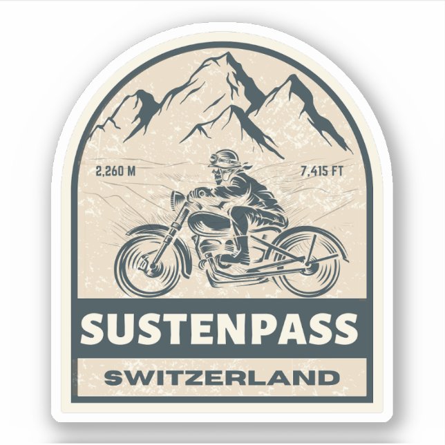 Susten Pass - Motorradtour in den Schweizer Alpen Aufkleber (Vorderseite)