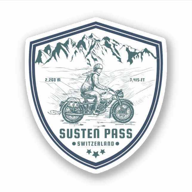Susten Pass - Motorradtour in den Schweizer Alpen Aufkleber (Vorderseite)