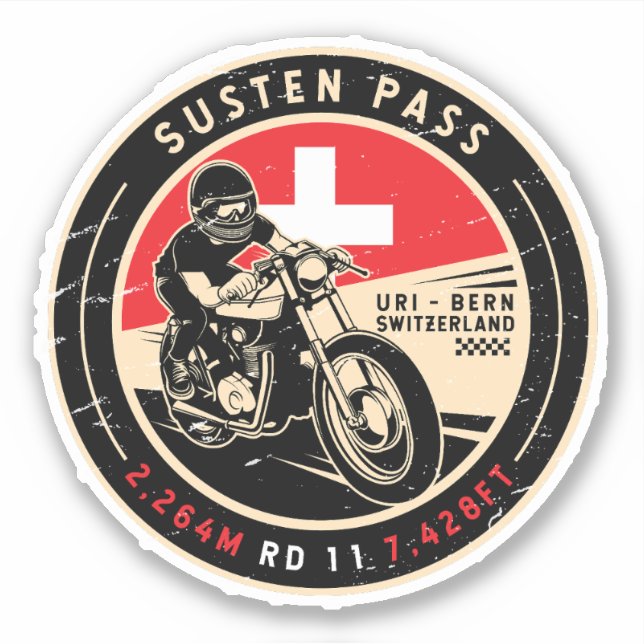 Susten Pass | Schweiz | Motorrad Aufkleber (Vorderseite)