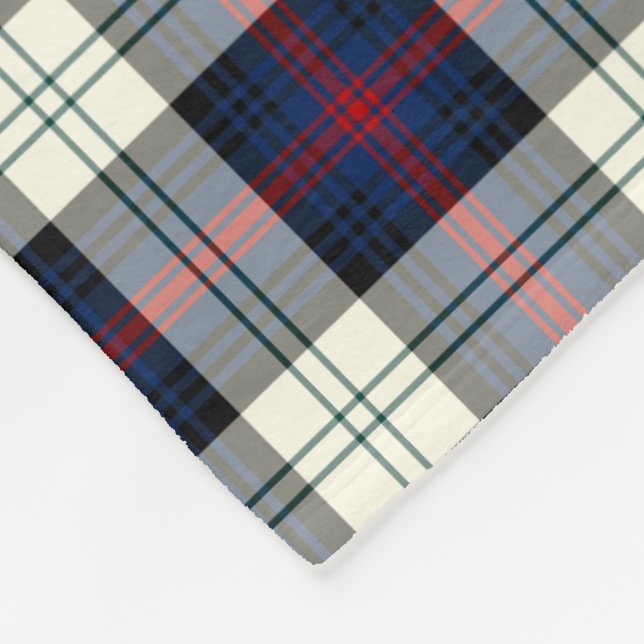 Sutherland Clan Dress Tartan Blau und Weiß Kariert Fleecedecke (Ecke)