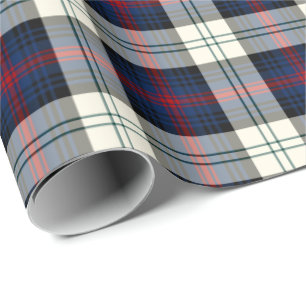Sutherland Clan Dress Tartan Blau und Weiß Kariert Geschenkpapier
