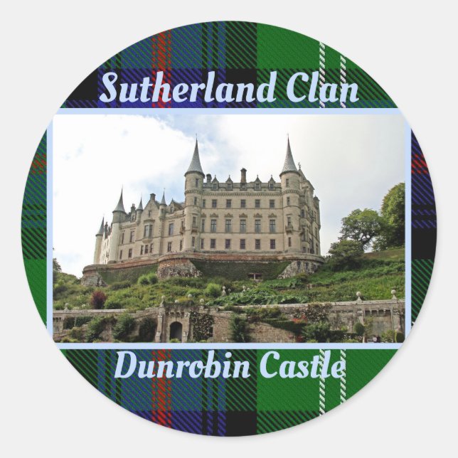 Sutherland Clans schottischer Schlosssticker Runder Aufkleber (Vorderseite)