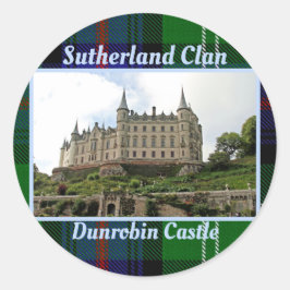 Sutherland Clans schottischer Schlosssticker Runder Aufkleber