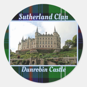 Sutherland Clans schottischer Schlosssticker Runder Aufkleber