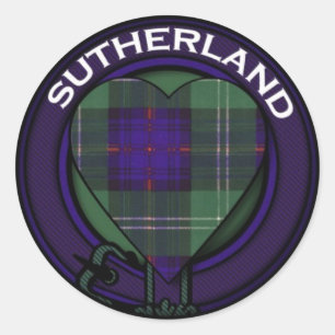 Sutherland Heart Tartan Design Runder Aufkleber