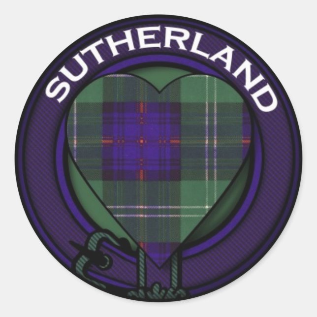 Sutherland Heart Tartan Design Runder Aufkleber (Vorderseite)