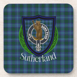 Sutherland-Schottischer-Clan-Tartan & -Wappen Getränkeuntersetzer