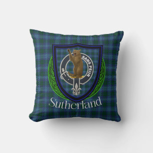 Sutherland-Schottischer-Clan-Tartan & Wappen Kissen