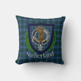 Sutherland-Schottischer-Clan-Tartan & -Wappen Kissen