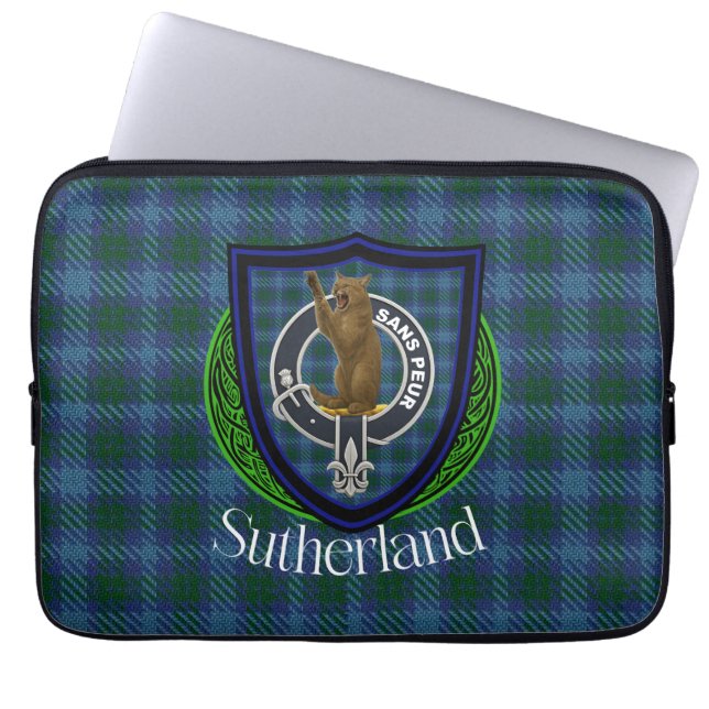 Sutherland Scottish Clan Tartan and Crest  Laptopschutzhülle (Vorderseite)