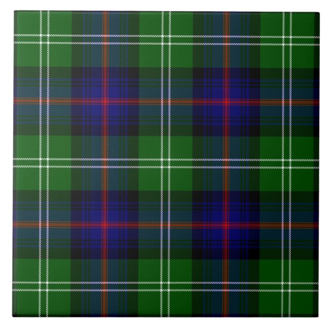 Sutherland Tartan Blau kariert Fliese (Vorderseite)