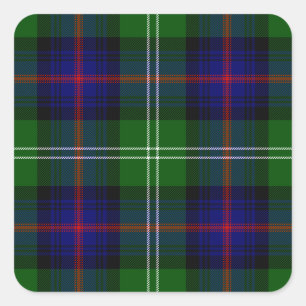 Sutherland Tartan Blau kariert Quadratischer Aufkleber