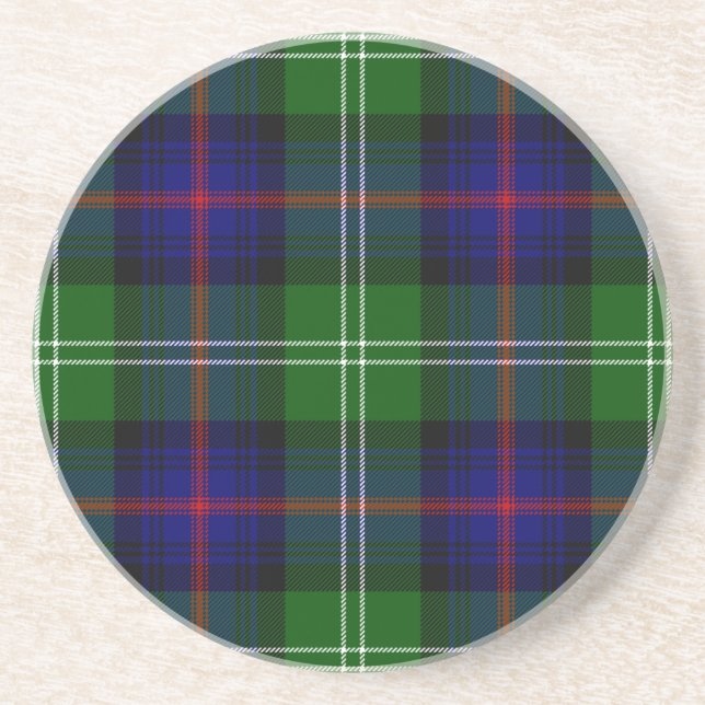 Sutherland Tartan Blau kariert Sandstein Untersetzer (Vorne)