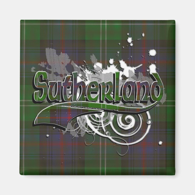 Sutherland Tartan Grunge Magnet (Vorne)