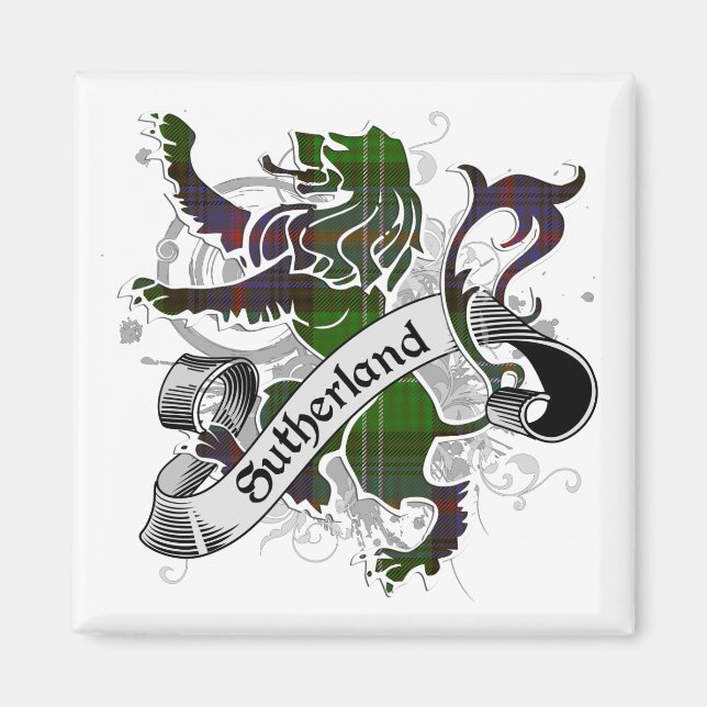 Sutherland Tartan Lion Magnet (Vorne)
